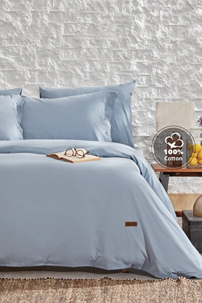Yataş Plain Oversized Ranforce Washable Duvet Cover Set - Indigo