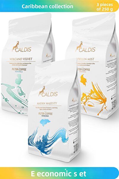 Caldis ®   الكاريبي ™   مجموعة من 3 قطع قهوة محلية 250 جرام قهوة مفلترة