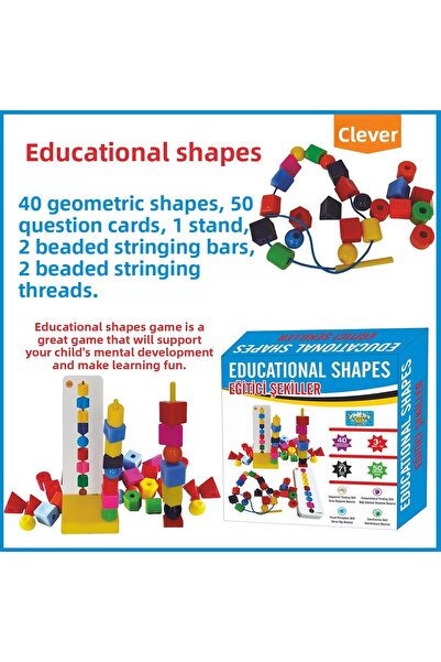ZEKİCE OYUNCAK Educational Shapes Ipe Stringing Beads Sorting Speedy Look Kne...