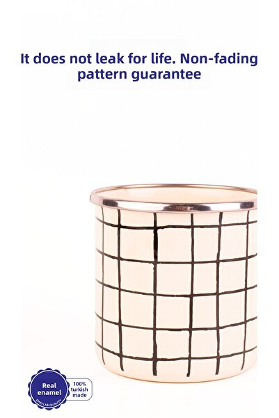 EMAYlab Black Cupid Checkered Enamel Mug