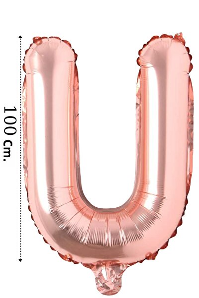ELGALA بالون فويل حرف U بالون هيليوم 100 سم لون وردي