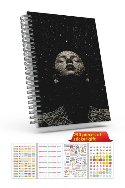 cabuk baskı Неограничен планер, А5 черен планер с шарки, стикер