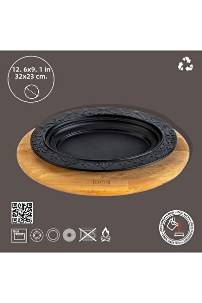 Lava Cast Oval Döner, Kebab Plate Beech Serving WoodSize 32x23cm