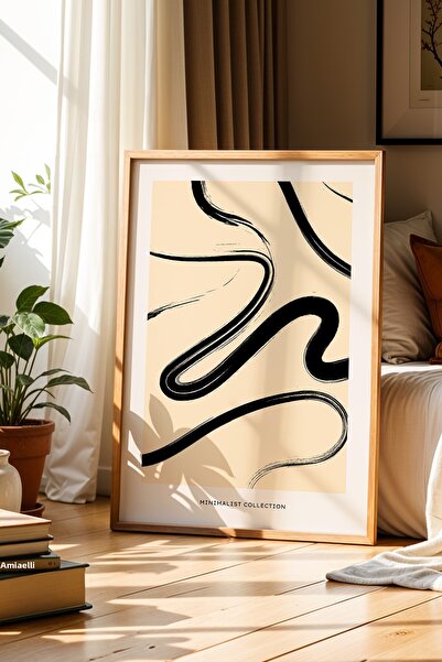 Opak Design Simplicity Bohemian Minimalist Μπεζ Πίνακας τοίχου με φυσικό ξύλι...