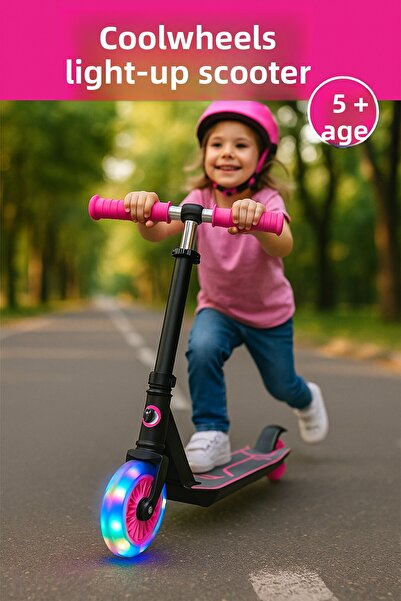 Scooter سكوتر نيون بعجلتين مع أضواء LED |   5+ سنوات وردي