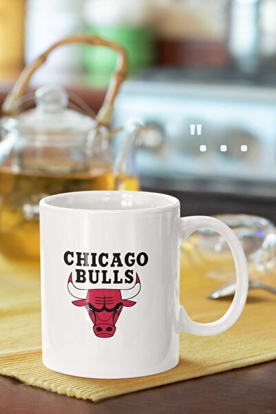 Piktorya هدية عصرية لكوب كوب أبيض مطبوع من شيكاغو بولز