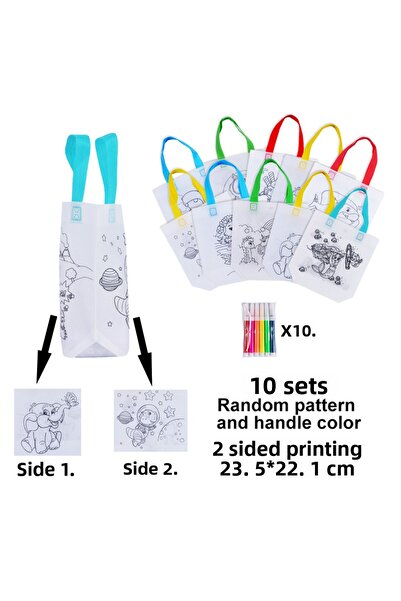Choice 10SMTYD 10CB DIY Graffiti Bags with Coloring Marker Painting Non-woven...