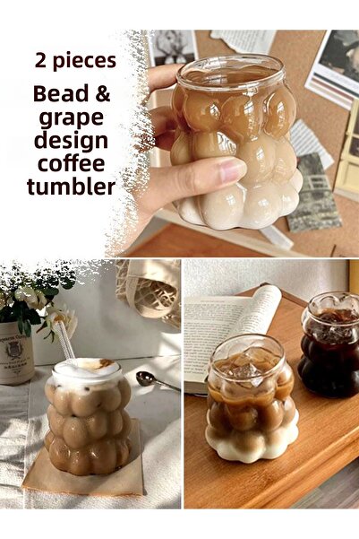 Maridet مقاومة للحرارة البورسليكات الخرز والعنب على شكل كوب مطرز تصميم عصير كوب القهوة V