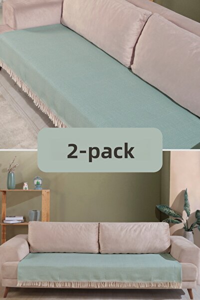 Miracolo Home مفرش أريكة من القطن باللون الفيروزي مقاس 115x200 مع نمط مخطط أم...