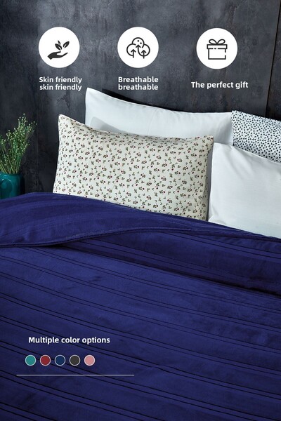 Evlen Home Collection Mayer Supersoft Soft Single Blanket Bedspread Dark Blue Navy Blue