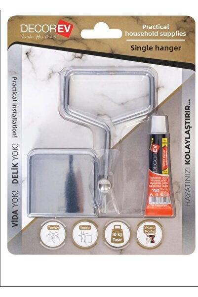 Lider MAGNESİA Διακοσμητική Αυτοκόλλητη Μεταλλική Κρεμάστρα Μπάνιου-Κουζίνας Χρώμιο Πρακτική Συναρμολόγηση Χωρίς Βίδες Dc-4771