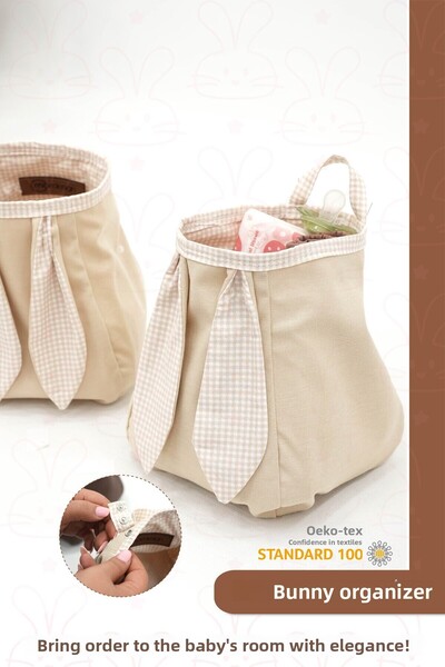 mordesign Baby Care Organizer, Hangable Wall Basket, Kindergarten Storage Basket, Bunny Organizer
