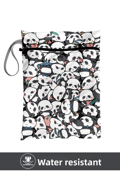 Bunnybons باندا - حقيبة غسيل للملابس المتسخة الرطبة/الجافة، ملابس السباحة، مل...