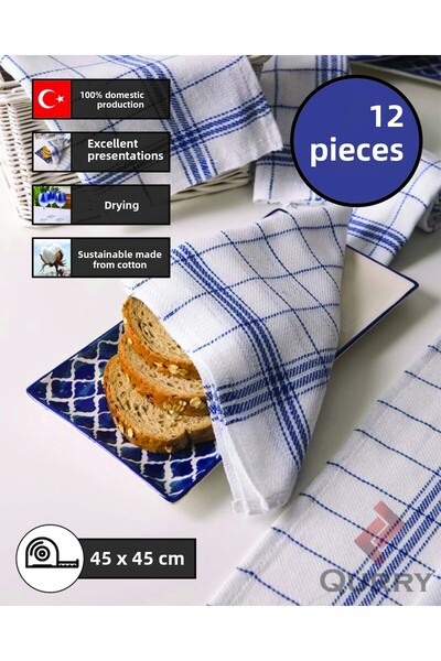 QURRY 12 قطعة مناديل ديمي مقاس 45 × 45 سم - قماش للتجفيف والتجفيف، منشفة المطبخ