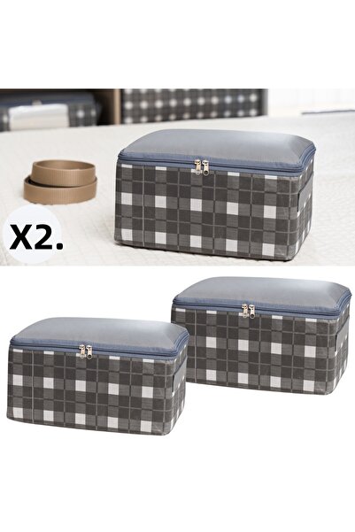AYHANHOME 2 Pieces Small unDer Base Suitcase - PlaiD Pattern Organizer, Storage anD Storage 30x20x15