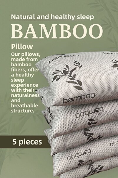 Primavera Home Set of 5 Bamboo Gray Series Pillows |   50X70Cm |   Antiallergic Silicone Fiber |   Washable 800 Gr