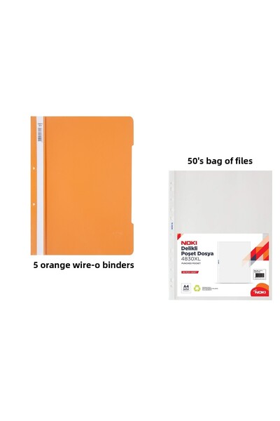 KarmaOfis Orange Wire Binder Set 1 (5 Orange Wire Binders + 50 Bag Binders)