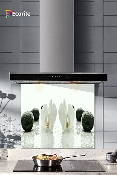 Decorita Protector de spate pentru aragaz din sticla |   Orhidee albă Onix ne...