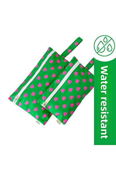 Mama Yoyo Baby&Kids Clean & Wet/Dirty 2 Bag Set Hearts Green Pink