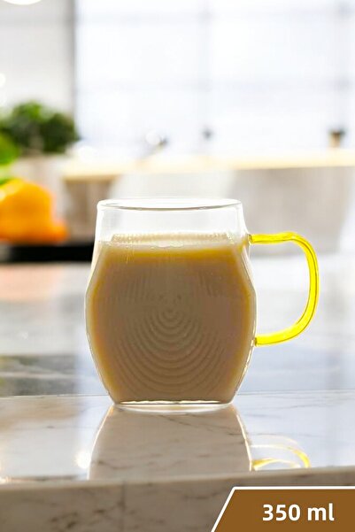 Kitchen Way Colorful Handle Glass Heat Resistant 450ml Borosilicate Mug Line ...