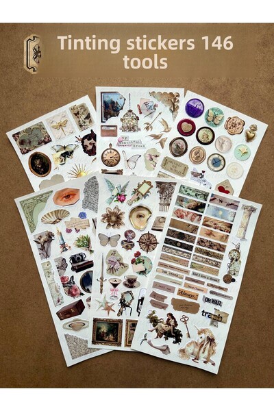 hdsticker 146 قطعة من الملصقات ذات الطابع العتيق مجموعة مخطط جدول الأعمال الفنية والكمبيوتر المحمول والهاتف اللوحي وملصق مجلة رصاصة