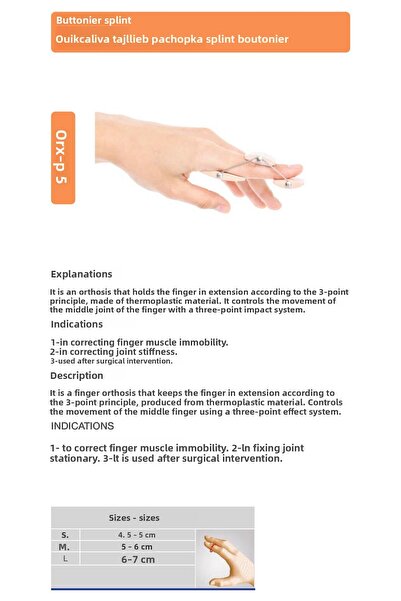 ORLEX Butonier Splint Finger Splint – Joint and Tendon Support (Large) (Orx ® -P5)