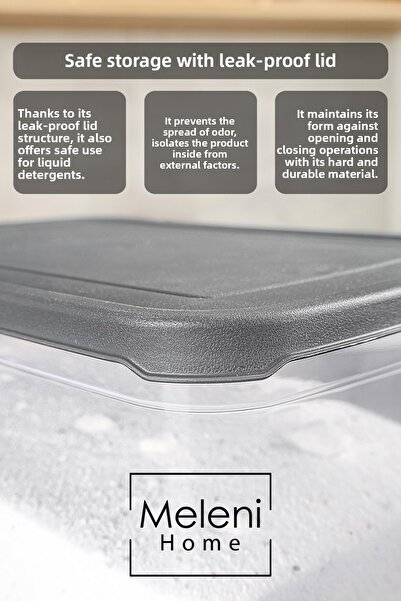 Meleni Home 4 Mega Size Detergent Storage Box - Bathroom Tablet Powder Detergent Box with Label 5.3 Liter Transparent