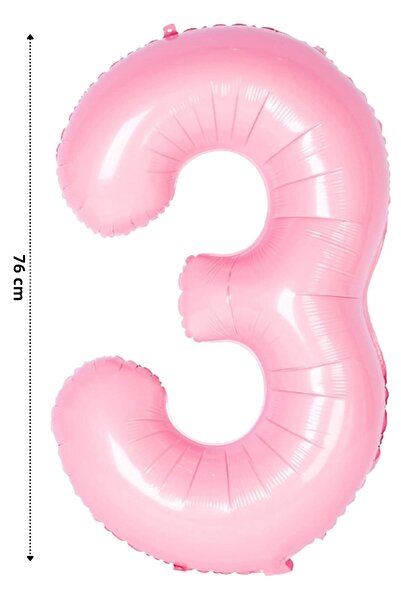 ELGALA بالون فويل عدد 3 بالون هيليوم 76 سم لون وردي