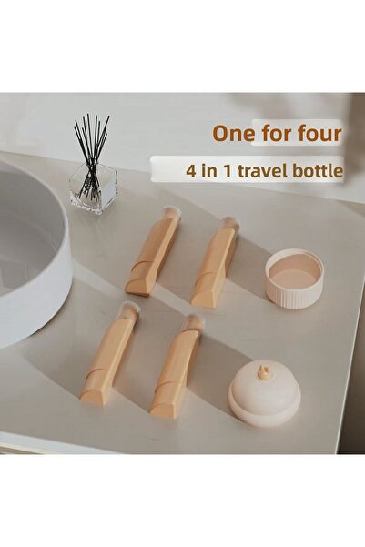 KURTULUŞ COMPANY Set of 4 Silicone Travel Bottles Leakproof Portable Travel Type Cream Shampoo Lotion Bottle Set