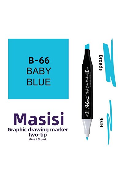 Masis 66 قلم رسم جرافيك أزرق فاتح - طرفين