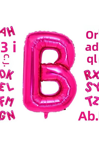 DÜVENCİ TİCARET Fuchsia Letter Foil Balloon 16 Inch 36 cm