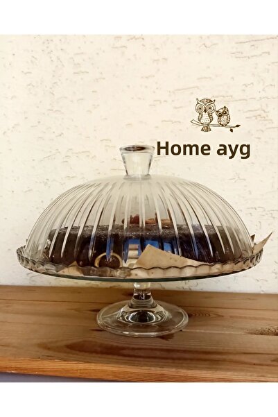 AYZ HOME زجاج كريستالي مقطوع - وعاء كعكة بنمط مخطط، مع حامل وغطاء - عرض الكيك...