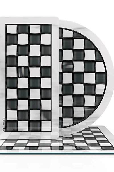 Decovetro MacKenzie 3-Piece Mixed Set - Glass Serving Plate, Black and White