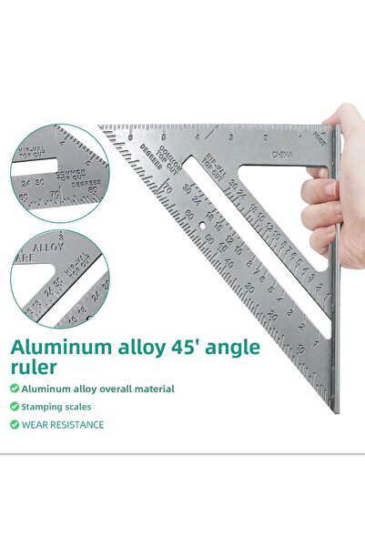 BGA 7 Inch 90 Degree Triangle Ruler Right Angle 45/90 Degree Wood Measuring Tool, 260*185mm