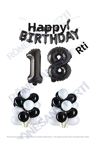 Generic Brand Happy Birthday Black Color Foil Balloon Latex Balloon and Foil ...