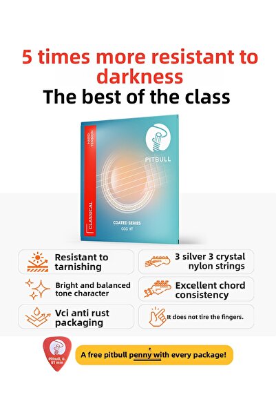 PİTBULL Σετ χορδών Pitbull με επίστρωση σειράς κλασικής κιθάρας Σύρμα CCG HT Σκληρό ανθεκτικό στη σκουριά