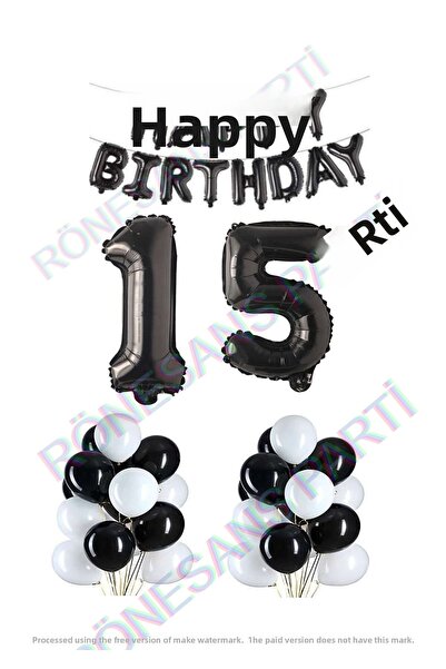 Generic Brand Happy Birthday Black Color Foil Balloon Latex Balloon and Foil ...