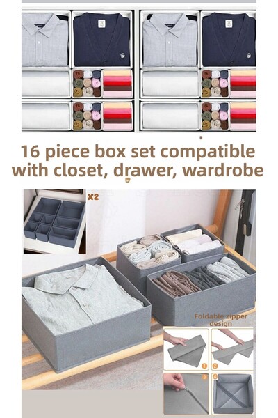 Bayev Комплект кутии за съхранение на чекмеджета и кърпи Coco, 16 части, антрацит