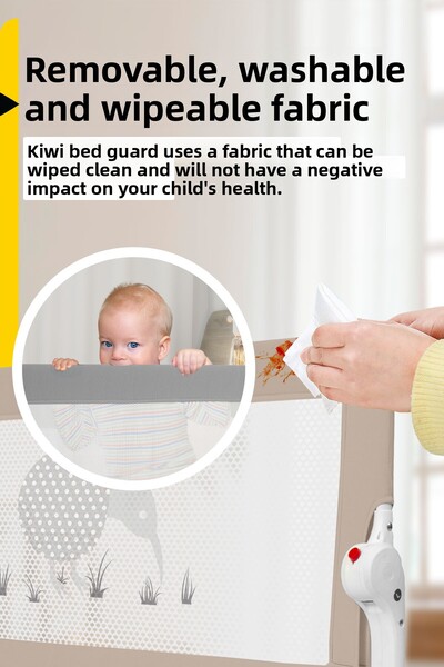 Kiwi Extra Padded Fabric Children's Bed Protector - Barrier & Railing White