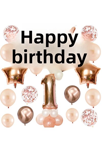 DÜVENCİ TİCARET La mulți ani Baloane cu litere Banner Rose Gold
