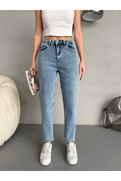 alanora Női rugalmas/lycra magas derekú Mom Jean