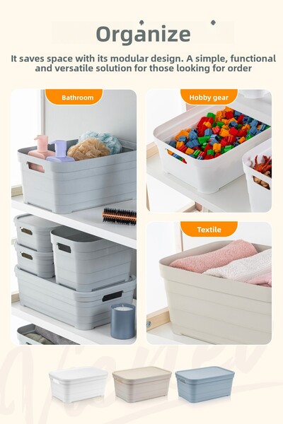 Vienev Cutie de depozitare de 5 litri cu 6 capace albastre