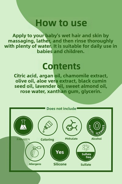 yeşilmarka Natural Baby Shampoo - Watermelon - Organic Non-Stinging - for Babies
