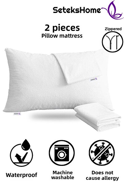 Setekshome Liquid Proof Zippered Pillow Pad Pillow Inside Pillow Case 2 Pieces