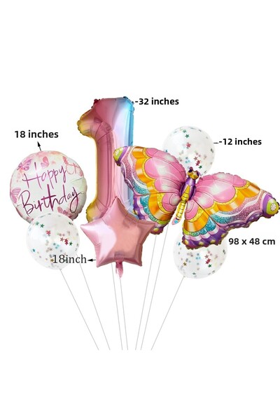 DÜVENCİ TİCARET Balon Fluture Roz Curcubeu Heliu NUMĂR VÂRSTA Decorare Zi de ...