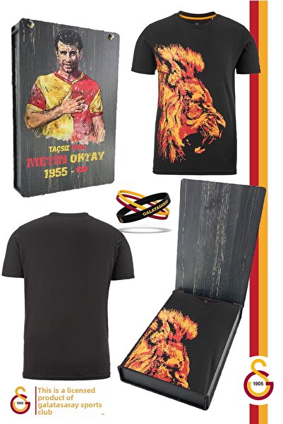 Galatasaray Original Licensed T-Shirt and Bracelet Set in Wooden Box
