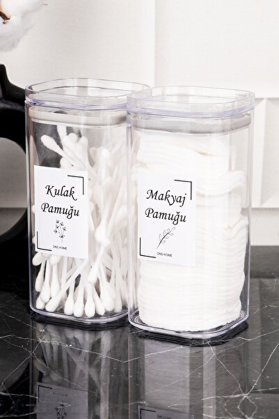 DNS HOME Set de baie din 2 piese, din bumbac pentru machiaj și organizator pentru bumbac pentru urechi, organizator pentru baie, set din acril