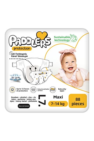Paddlers Protection Baby Diaper Size 4 Maxi 88 Pieces (7-14 kg) Jumbo Set of 2