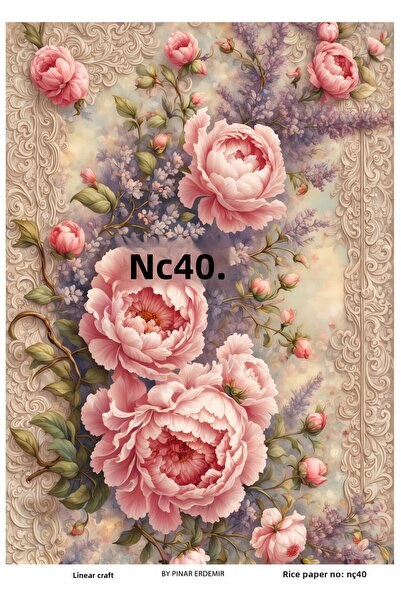 LİNEART Nostalgic Flowers Series Brass Decopage Paper No:Nç40