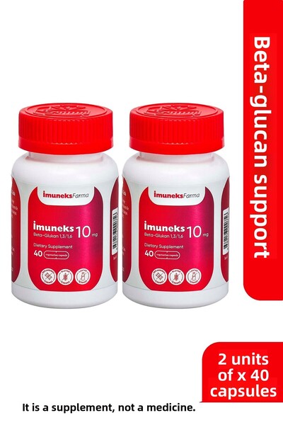 Imuneks Farma إيمنيكس 10 ملغ مكمل غذائي يحتوي على بيتا جلوكان (1,3/1,6) 40 كب...